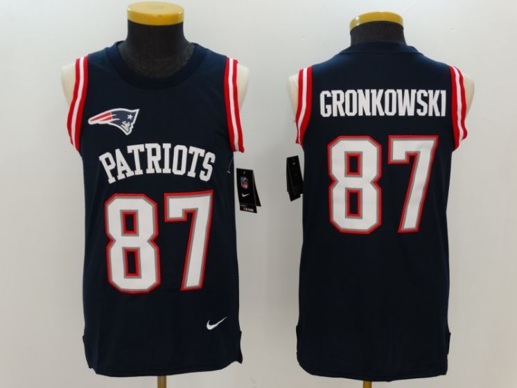 Men New England Patriots #87 Rob Gronkowski Blue Rush Player Name Number Tank Top stitched NFL Jerseys
